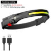 Sensor Headlamp LED Flashlight Rechargeable Headlight Head Torch Built-in Battery 5 Lighting Modes Fishing Camping Lantern