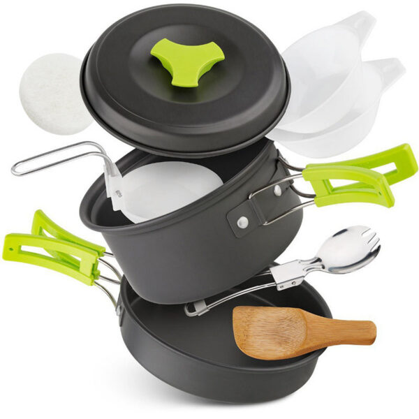 b02348deaf9f056e Camping Set Backpacker's Cooking Set: Portable, Durable Outdoor Cookware with Tableware and Handy Storage Bag