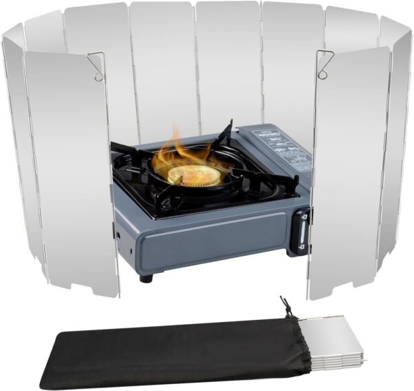 10/12/16 Plates Stove Windscreen, Aluminum Stove Windshield with Drawstring Bag, for Camping, Butane Stoves(10 Plates)