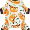 Cute Sloth Dog Pajamas, Dog Clothes for Small Dogs Boy Girl, Lightweight Velvet Pet Jumpsuit, Cat Onesie, White, Yellow, XXL