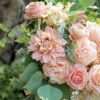 YYHUAWU Artificial Flowers Combo Box Set Gradient Color Flower Leaf with Stems for DIY Wedding Bouquets Centerpieces Baby Shower Party Home Decorations Peach