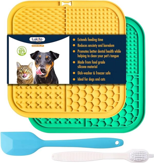 LUKITO Licking Mat for Dogs and Cats, Premium Lick Mats with Suction Cups for Dog Anxiety Relief, Cat Lick Pad for Boredom Reducer, Dog Treat Mat Perfect for Bathing Grooming