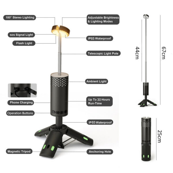 b075067f47c8372d Telescc Lantern 10000mAh Magnet Tripod Base Lightweight LED Adventure Hiking Fishing Tents Campsite Ambiance Camping Light