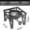SKOK 200,000 BTUs High Pressure Single Burner Propane Camping Stove - Portable Outdoor Stove for Outdoor Cooking, Backyard, Picnic
