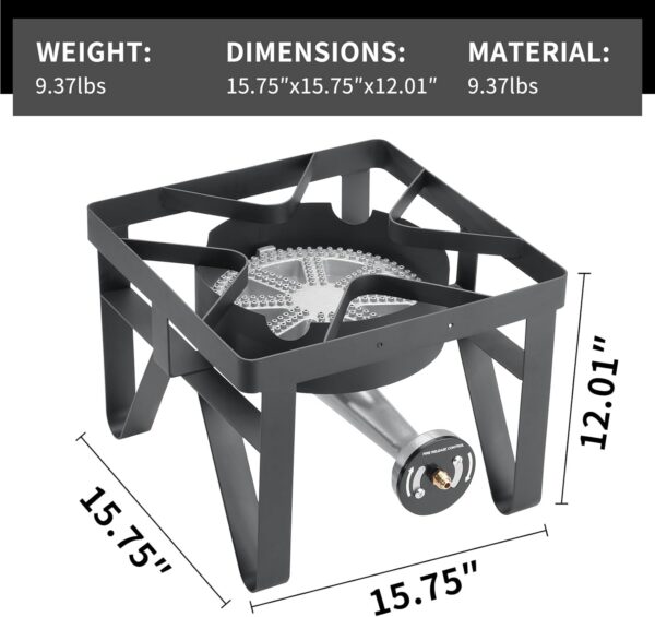 SKOK 200,000 BTUs High Pressure Single Burner Propane Camping Stove - Portable Outdoor Stove for Outdoor Cooking, Backyard, Picnic