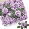 Mocoosy 50Pcs Roses Artificial Flowers, Navy Blue Fake Roses for Decorations, Real Touch Foam Rose with Stems Bulk for DIY Wedding Bouquets Centerpieces Arrangements Valentine's Day Party Home Decor
