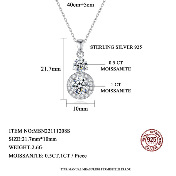 b0c65536e786fc98 SP-LAM 2PCS Moissanite 5mm And 6.5mm 1.5CT D Color Diamond Gemstone Pendant Sterling Sier Chain Necklace Women Jewelry