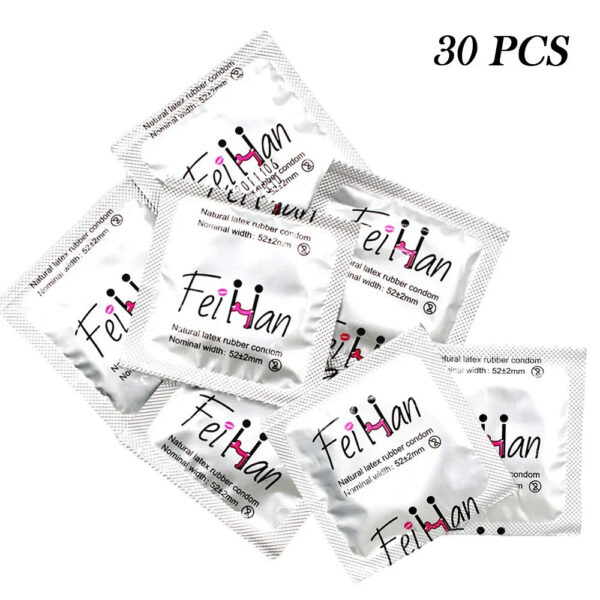 b0c8f555d96334e9 30Pcs/Box Ultra Thin Natural Rubber Condomes for Man Ultra Sensitive Lubricated Latex Climax Control Condom Adult Sex Tools 52mm