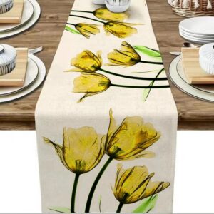 Tulip Linen Rustic Farmhouse Style Runner 13X70 Inch,Kitchen Dining Table Decoration for Indoor Outdoor Home