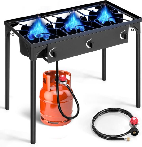 b0e6b164f01b01fc Outvita 150,000 BTU Portable Gas Camping Stove, Outdoor Propane Burner with 20psi Regulator, High Pressure Single Cooker Camp Cooking Home Brewing and Frying