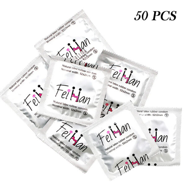 b0e770be828c18ec 50/100pcs Ultra Thin Condom 52mm Width Hyaluronic Acid Lubrication Penis Sleeves Contraception Supplies Adults Safer Sex Toy
