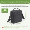 Heavy-Duty Water-Resistant 1 lb Propane Tank Carry Bag with Padding | 2 Cylinder Camping Gas Cylinder Storage Bag with Adjustable Strap, 3-Side Pockets & Detachable Dividers