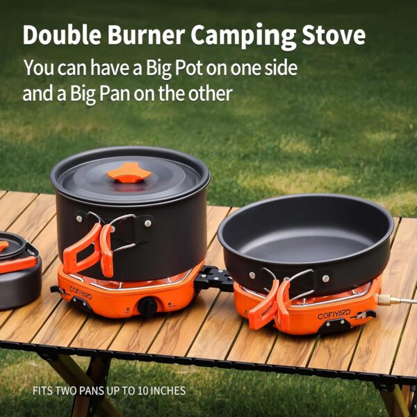 b1069f828ffc3bf0 Propane 2 Burner Camping Stove with Carrying Bag, Portable Folding Gas Stove for Camping, Backpacking Camp Stove for Outdoor Cooking, With 17,000 BTU Adjustable Burners for BBQ, Tailgating