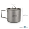 Lixada Ultralight Titanium 300/350/550/650ml Outdoor Cup Camping Picnic Water Mug Tableware with Foldable Handle