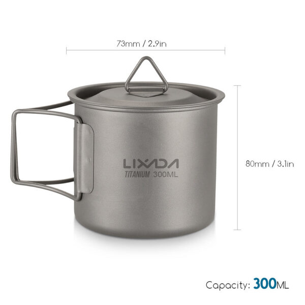 Lixada Ultralight Titanium 300/350/550/650ml Outdoor Cup Camping Picnic Water Mug Tableware with Foldable Handle
