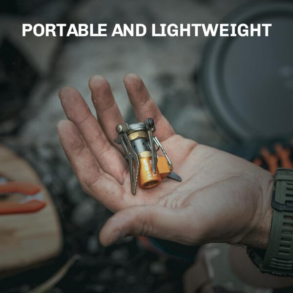 Fire-Maple FMS-300T Ultralight Titanium Backpacking Camping Gas Stove | 2600W Pocket Backpacking Cooking Folding Burner | Outdoor Trekking Hiking Fishing (Orange)