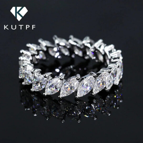 b11b4a0c49b4a4f5 Marquise Cut Full Moissanite Diamond Rings with Certificate Sterling Sier Wedding Ring Eternity Band for Women Men KUTPF
