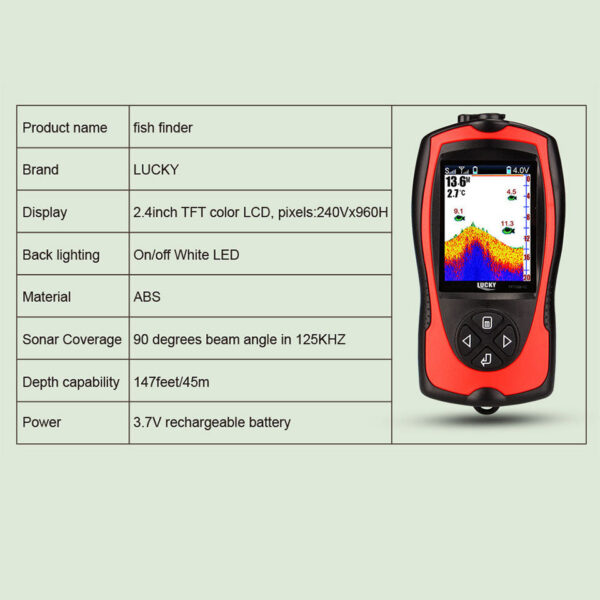 b11ddd578fa9e327 LUCKY Rechargeable Fish FF1108-1CWLA/CT Wireless Sonar Sensor Fishing Finder Color Display Max 45M Water Depth