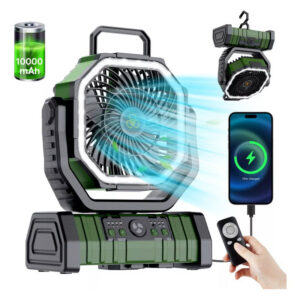 20000mAh High-Capacity Battery LED Light Camping Fan Movable Wireless Air Circulators Outdoor Ventilador with Hook