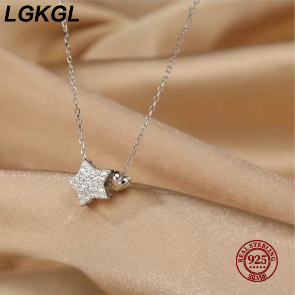 b13c8a374b8e7671 LGKGL Real Sterling Sier Sweet Star Heart Pendant Necklace For Women Wedding Statement Fine Jewelry