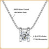 Trendy S Sterling Sier Real 0.5-2ct Moissanite Pendant Necklace for Women Diamond Chain Necklaces Fine Jewelry