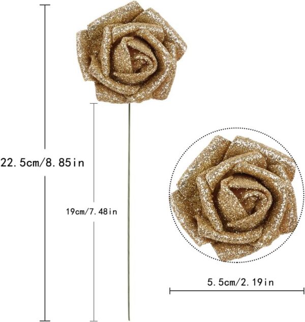 b1441689bede3a08 IPOPU Artificial Flowers, 25pcs Foam Glitter Roses Glitter Foam Rose Foam Rose with Stem for DIY Wedding Bridal Bouquet Home Party Decoration(Coffee)