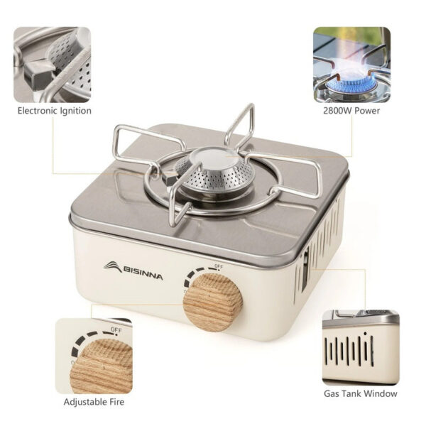 b146a8e6276f44b9 BISINNA Camping Stove 2800W High Firepower Portable Cassette Furnace Outdoor Gas Burner Picnic Camp
