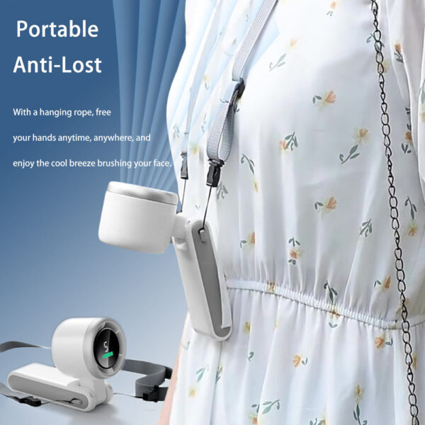 b14ca1661430979f Hanging USB Rechargeable Handheld 3600mAh Foldable Mini Neck Portable Small Turbo Fan