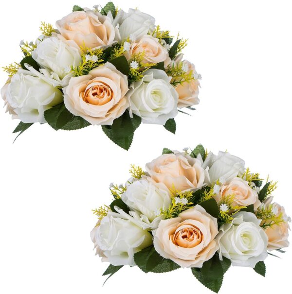 b15517203b3e0b4b NUPTIO Flower Ball Arrangement Bouquet - 2 Pcs 9.5 inch Diameter Dusty Rose Fake Flowers Roses Balls for Centerpieces Tables - Artificial Rose Arrangements for Wedding Centerpiece Table Decorations