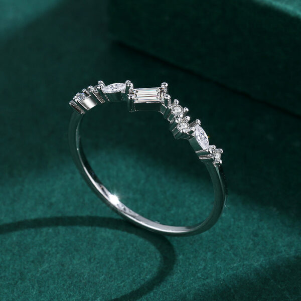 2024 NEW Trend Diamond Couple Rings For Women Real S Sier Rectangle Crystal Zircon Engagement Valentine Gift Jewelry