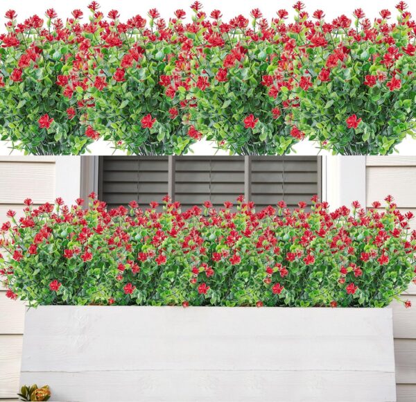 b16068ea37ba2084 AmyHomie 20 Bundles Artificial Flowers Outdoor UV Resistant Faux Flowers No Fade Fake Plastic Plants Garden Porch Window Box Decorating(Bright Yellow)