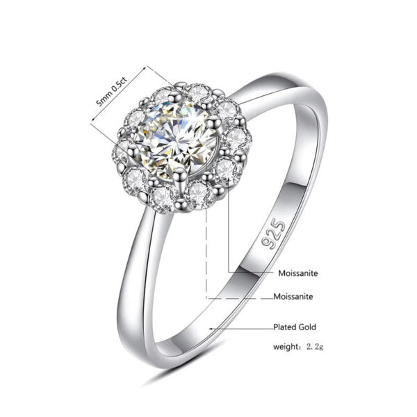 Certified Woman wer Ring With Moissanite Dia 0.5ct 5mm Wedding Engagement Rings Pure Sier Women's Jewelry For Girl Gift