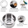 b173a7996100f17a PINVNBY Parrot Feeding Cups Birds Food Dish Stainless Steel Parrot Feeders Water Cage Bowls with Clamp Holder for Cockatiel Conure Budgies Parakeet Parrot Macaw Small Animal Chinchilla Pack of 2