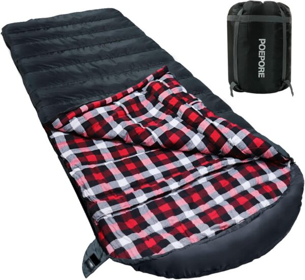 b17985f8cd88565b Poepore Schlafsack Outdoor Winter für Erwachsene Extra Breit 3-4 Jahreszeiten XXL Schlafsäcke Warmer Baumwolle Flanell Deckenschlafsack beim Camping Wandern Abenteuern 230 * 100CM