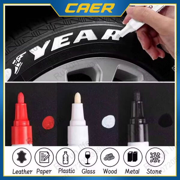 b18b0c2f56cb229a 1Pc Car Oily Painting Waterproof Permanent Graffiti Touch Up Tyre Marker Auto Rubber Tire Tread Mark Pen for Bike Cars Metal