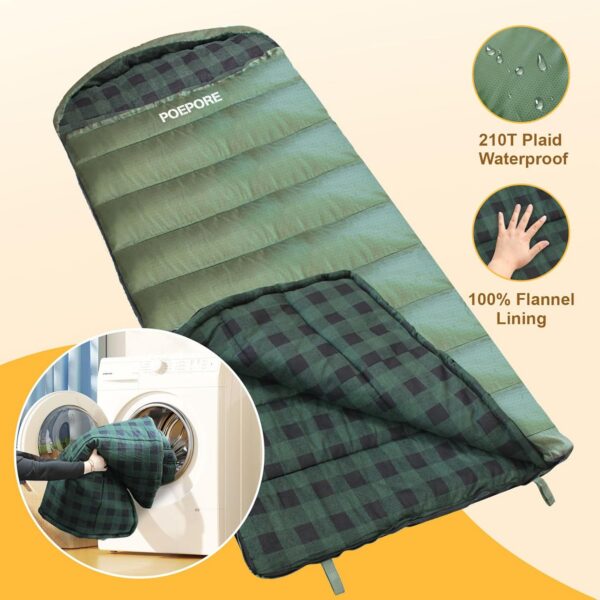 b18e85ce8252ad73 Poepore XXL Schlafsack Outdoor für Erwachsene 3–4 Jahreszeiten Flanell Schlafsäcke Camping Winter Deckenschlafsack mit Aufbewahrungstasche Wasserdichter und Warmer 230 x 90CM
