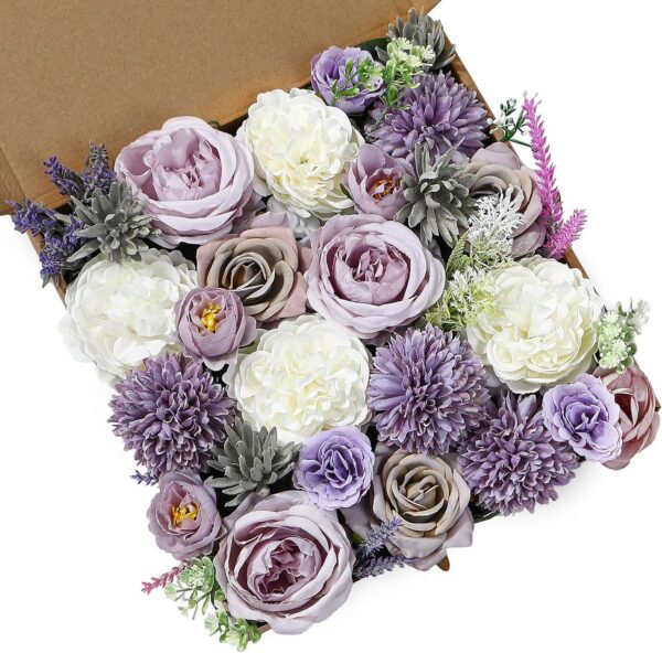 Serra Flora Artificial Christmas Flowers Greenery Combo Box Set Faux Flowers Bulk Flower Leaf with Stems for DIY Tree Ornaments Xmas Wreath Floral Arrangements Centerpieces