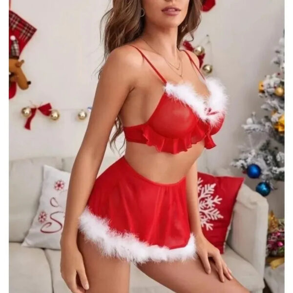 b1b008bcc073989a Christmas Erotic Costumes Sexy Women Lingerie Bra Skirt Thong Suit Plus Size Underwear High Waist Sleepwear Intimate Outfit