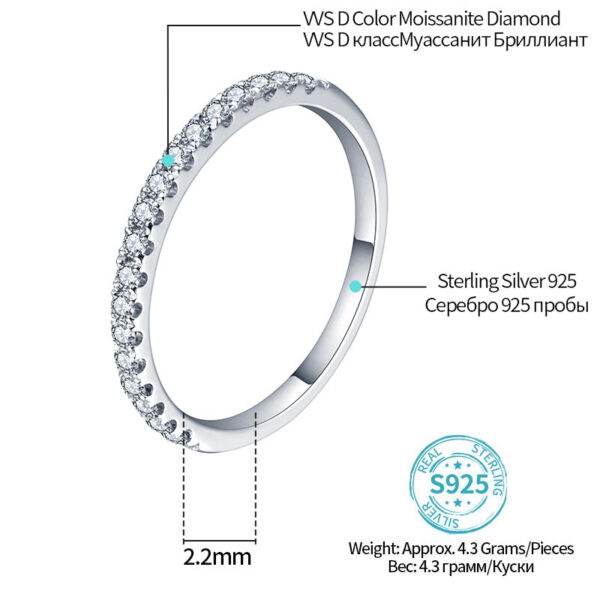 ATTAGEMS Rose Gold Plated Diamond Pass Test Round Excellent Cut Total 0.27 CT Moissanite Ring for Girls tail Jewelry