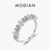 b1c032fd80e2e3ee MODIAN 925 Sterling Silver Lucky Four-Leaf Clover Zirconia Eternity Band Rings For Women Fine Wedding Jewelry Accessories