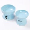b1e5ae4bf37be9c9 FOREYY Raised Cat Food and Water Bowl Set, Whisker Friendly Elevated Ceramic Cats Feeder Bowls with Anti Slip Ring, Anti-Vomiting Shallow High Porcelain Pet Kitten Dish, Dishwasher Safe(White)