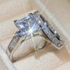 b1f0140f3b3bebec Sterg Sier New Women ring Jewelry Big Square Zircon CZ Stone Engagement Wedding Ring set for women