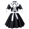 Anime French Maid Apron Lolita Fancy Dress Cosplay Costume Furry Cat Ear Gloves Socks Set(2XL)