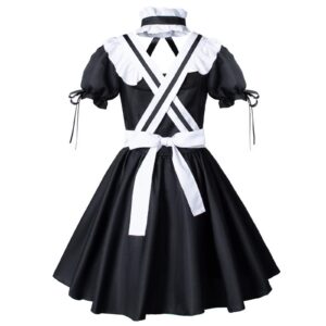 Anime French Maid Apron Lolita Fancy Dress Cosplay Costume Furry Cat Ear Gloves Socks Set(2XL)