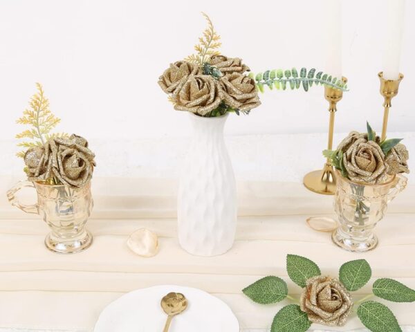 b20307866084822e IPOPU Artificial Flowers, 25pcs Foam Glitter Roses Glitter Foam Rose Foam Rose with Stem for DIY Wedding Bridal Bouquet Home Party Decoration(Coffee)