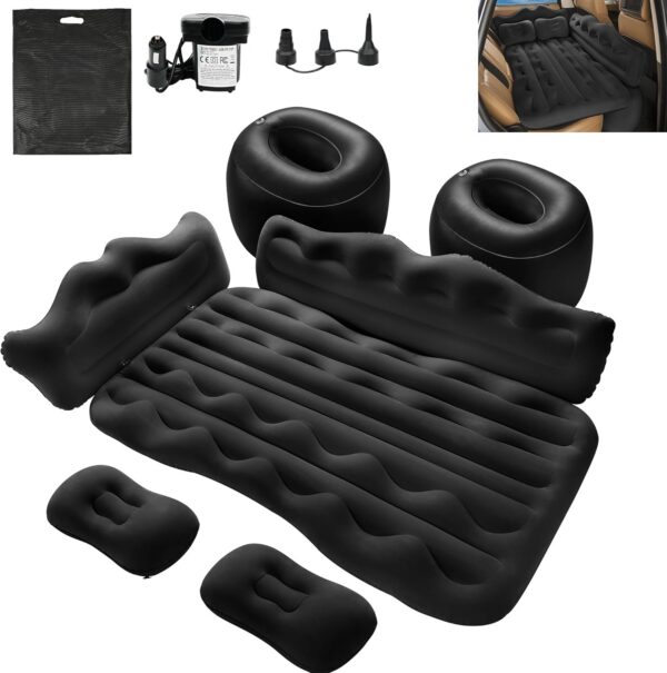 b20db6416529462f Vextone Inflatable Air Mattress Rear Back Seat Car Bed - PVC Thickened Travel Camping Air Mattress for SUV Cars, Gray Sleeping Car Mattress - Universal Fit, with Pillows, Piers, Repair Pad