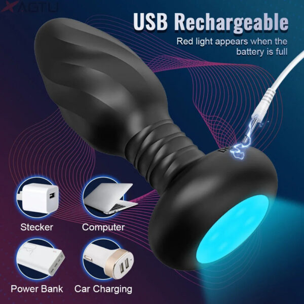 b23a3110408463b5 APP Control Rotation Vibrating Butt Men Women Wiggle Vibrator Gay Anal Plug with LED Adult Sex Toy for Couples