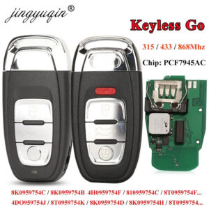 b24fbdb3b1506457 jingyuqin 315/433/868Mhz pcf7945AC Chip Smart Remote Car Key Fob For Audi A4 A5 A6L A7 A8 Q5 Keyless Go 754J 754D/H/F/C/B