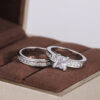 b25205f5efe0c697 Sterling Sier Double Row Micro Inlaid Style Wedding Diamond Set Zircon For Couple Ring