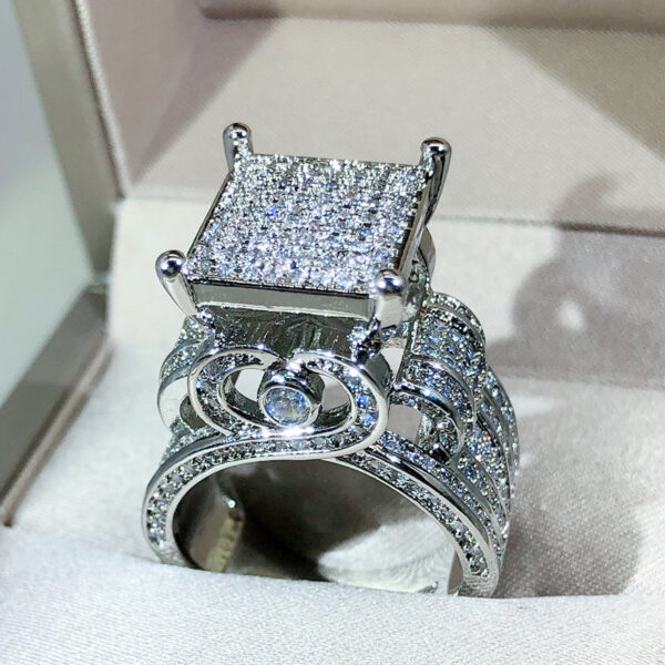 b26245d318b9ab9a sterling sier high quality white zircon diamond geometric three-dimensional diversified ring suitable for couple